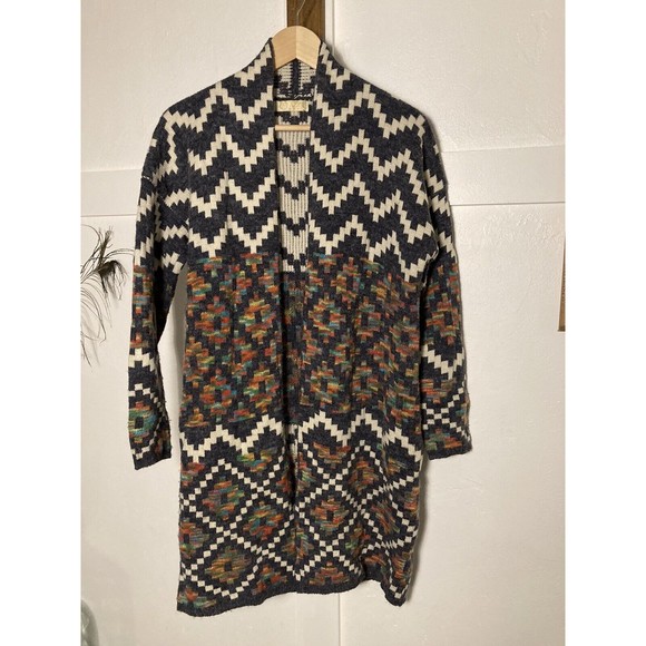 AZZ Women's Long Sleeve Aztec Print Cardigan Sweater Sz OS Southwestern Boho - Picture 1 of 10